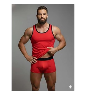 pilelistore Erkek Kırmızı Tank Top Boxer Takımı