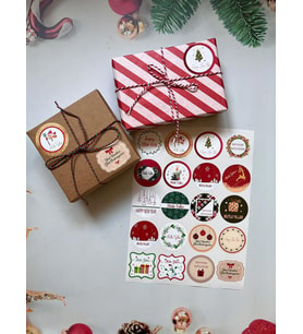 Yılbaşı Temalı Sticker - Mutlu Yıllar Etiketi -Yılbaşı Paketleme Happy New year Sticker Karışık Sett-YYKRSK1