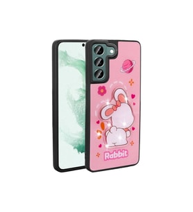 Samsung Galaxy S21 FE Uyumlu Kılıf Parlayan Kabartmalı İkonik Figürlü Zore Amas Silikon Kapak (Pembe)
