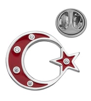 925 Ayar Gümüş Ay Yıldız Rozet