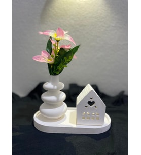 Twist,Ev,Altlık 3'lü set süs hediye biblo objeler (Beyaz)