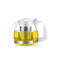 .com Evini Sev Renkli Süzgeçli Cam Demlik 700 ml - Beyaz