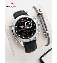 Naviforce Deri Kordon Dijital & Analoğ Mekanizma Bileklik Hediyeli 3 ATM Erkek Kol Saati NF9264.5