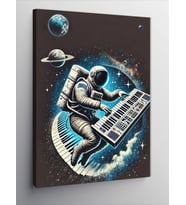 Kanvas Tablo Uzayda Klavye Çalan Astronot