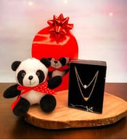 Kolyeli Peluş Panda Hediye Kutusu