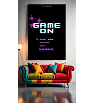 OYUNCU ODASI İÇİN NEON TONLARDA TABLO 9 Ev Duvar Salon Güzellik Salonu Ofis Dükkan Dekarasyon Kanvas Tablo (Çok Renkli)