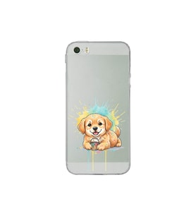 iPhone 5S ile Uyumlu Splash Köpek Tasarımlı Şeffaf Silikon Kılıf