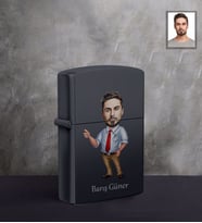 Kişiye Özel Öğretmen Karikatürlü UV Baskılı Siyah Benzinli Çakmak Bay-16