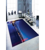 Lacivert Boğaziçi Köprüsü İstanbul Kaymaz Taban Halı RV335 - 100 x 160 cm