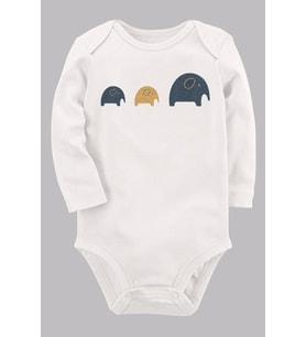 Organik Baskılı Pamuklu Unisex Bebek Body UZUNE251