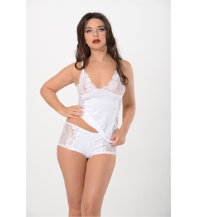 Beyaz Atlet Şort Takım - 3018