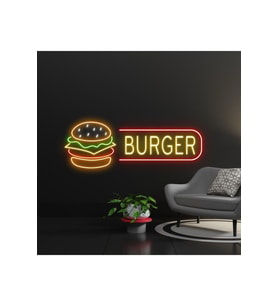 BURGER Yazılı ve Şekilli Neon Tabela