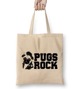 Cute & Funny Pugs Rock Pug Owners Rocker Bez Çanta Uzun Saplı