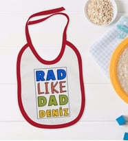 BK Kids Kişiye Özel Rad Like Dad Tasarımlı Kırmızı Bebek Mama Önlüğü-1