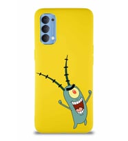 Oppo Reno 4 Soft Premier Kapak Plankton Tasarımlı Silikon Kılıf - Sarı (Şeffaf)