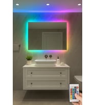 Digital Hayat  Dikdörtgen Ayna  Beyaz Günışığı Amber Mavi Kırmızı RGB  Işıklı Banyo Makyaj Aynası Dekoratif (Çok Renkli)