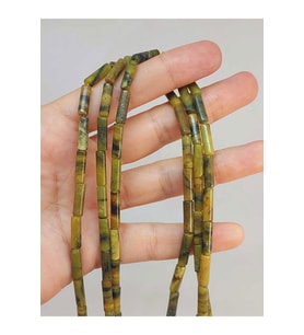 Bileklik Boy Yeşim Taşı Silindir Kesim 4x12.5mm Yarım Dizi (49388) (18CM UZUNLUĞUNDADIR)