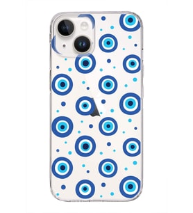 PrintiFy Apple  iPhone 14 Plus ile Uyumlu 1mm Slim Fit Nazar Boncuğu 1 Baskılı Şeffaf  Kılıf