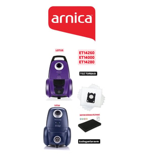 Arnica Lotus ET14260 ve ET14280 Süpürge  Toz Torbası 10 Adet Motor Filitreli