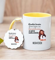 Kişiye Özel Alışıkın Değilsindir Tasarım Esprili Sarı Kupa Bardak ve Anahtarlık