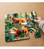 Ormanda Yavru Tilki Tasarımlı 24 Parça Ahşap Çocuk Puzzle MPK0010