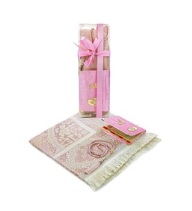 İsim Baskılı Kadife Kaplı Yasin Seccade Tesbih Kutulu Set Pembe (Karışık)