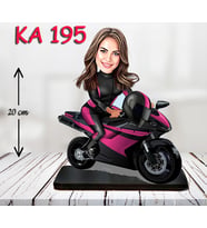 Kişiye Özel Ahşap Biblo - Motor Kullanan Kadın Karikatür Biblo 2