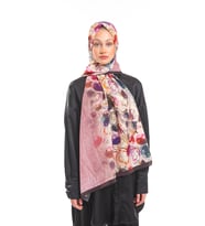 Çiçekli Desen Elegante Seri Şal Eşarp Askısı İle Birlikte 75x200 Pudra Kahve-75x