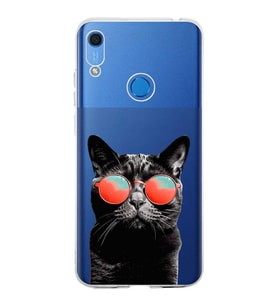 PrintiFy Huawei Y6 2019 ile Uyumlu 1mm Slim Fit Kedi 3 050d Baskılı Şeffaf  Kılıf