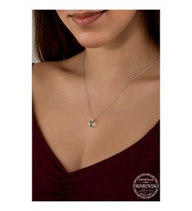 Swarovski Crystal Taşlı Drop Kesim Gümüş Kadın Kolye