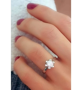 swarovski taşlı gümüş tek taş yüzük