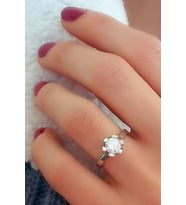 swarovski taşlı gümüş tek taş yüzük
