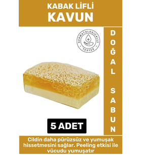 Özel Üretim Masaj Etkili Nemlendirici Kuruluk Giderici Doğal Kabak Lifli Kavun Sabunu 5 Adet