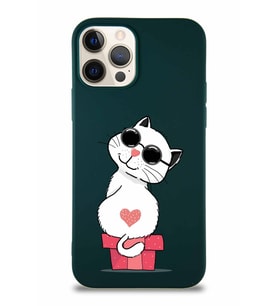 Apple iPhone 12 Pro Soft Premier Kapak Coolcat Tasarımlı Silikon Kılıf - Yeşil (Şeffaf)