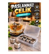 Paslanmaz Çelik Buz Küpü Seti 4'lü Maşalı Kutulu İçecek Soğutucu