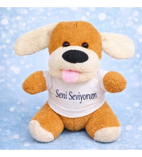 Seni Seviyorum Tişörtlü Sevimli Peluş Köpek