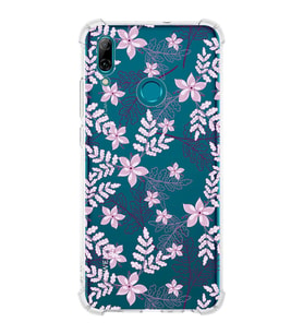 PrintiFy Huawei P Smart 2019 Uyumlu Köşe Korumalı Floral Pudra Tasarımlı Şeffaf Silikon Kılıf