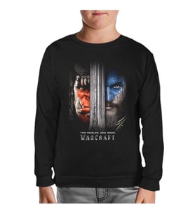 Warcraft - Two Worlds One Home Siyah Çocuk Sweatshirt