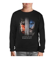 Warcraft - Two Worlds One Home Siyah Çocuk Sweatshirt