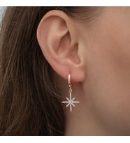 Gümüş Rose Sallantılı Kutup Yıldızı Kadın Küpe SL6601