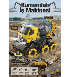 Uzaktan Kumandalı Şarjlı Kepçe İş Makinesi - Mecanum Tekerlekli, Işıklı Sesli, Yatay Giden Oyuncak
