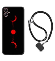 Samsung Galaxy A04E Kılıf Silikon Boyun Askılı İpli Desenli Silikon Red Moon 1710