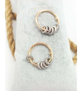Yuvarlak Taş Detaylı Ring Model Altın Renk Küpe