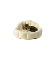 Peluş Evcil Hayvan Yatağı Wellsoft Kumaş Kedi ve Köpek için Rahat Yatak (Ekru)