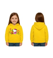 Unisex hello kity  Baskılı Çocuk Swaetshirt  Baskılı Kapüşonlu 3 İplik Şardonlu (Sarı)