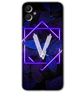 Galaxy A05 Kılıf HD Desen Baskılı Kılıf - Dark Neon Yaprak V Harfi