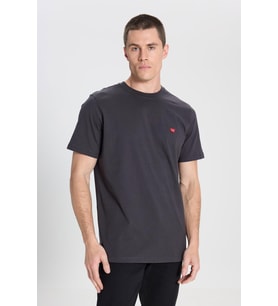Small Logo Bisiklet Yaka T-shirt Faded Black