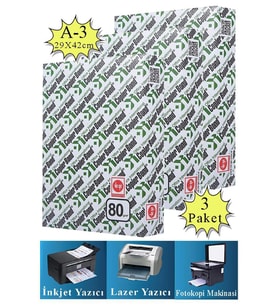 Fotokopi Kağıdı A3 80 gr 500 lü 3 Paket Copierbond Fotokopi Kağıdı Lazer İnkjet ve Fotokopi Makineleri İçin Uyumlu (Beyaz)
