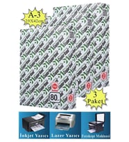 Fotokopi Kağıdı A3 80 gr 500 lü 3 Paket Copierbond Fotokopi Kağıdı Lazer İnkjet ve Fotokopi Makineleri İçin Uyumlu (Beyaz)