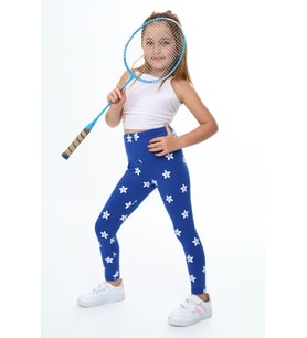 Toontoy Kız Çocuk Çiçek Baskılı Tayt (Saks)